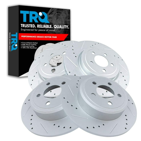 TRQ Front & Rear Performance Brake Rotors Set Premium G-Coated Cross Drilled & Slotted Fits Select 2005-2017 Chrysler 300 2009-2017 Dodge Challenger 2006-2017 Charger 2005-2008 Magnum