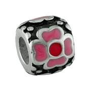 HALLMARK JEWELRY Hallmark Stainless-Steel Pink and Red Enamel Flower Charm