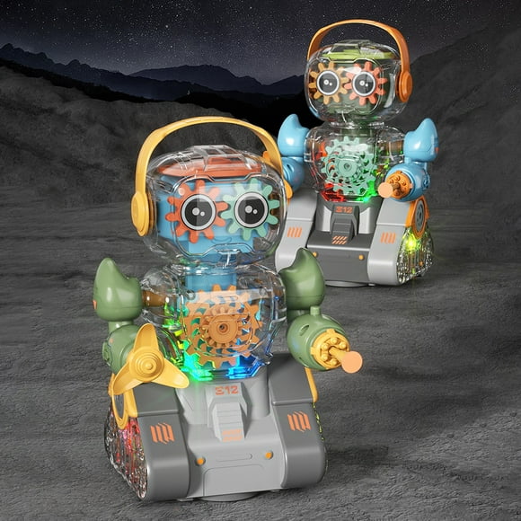 Sentmoon Kids Toys Christmas Toys Encourages Parent-Child Bonding Transparent Gear Robot Universal Walking Music Lights Girls And Boys Robot Toys Birthday Gift Holiday Boys And Girls