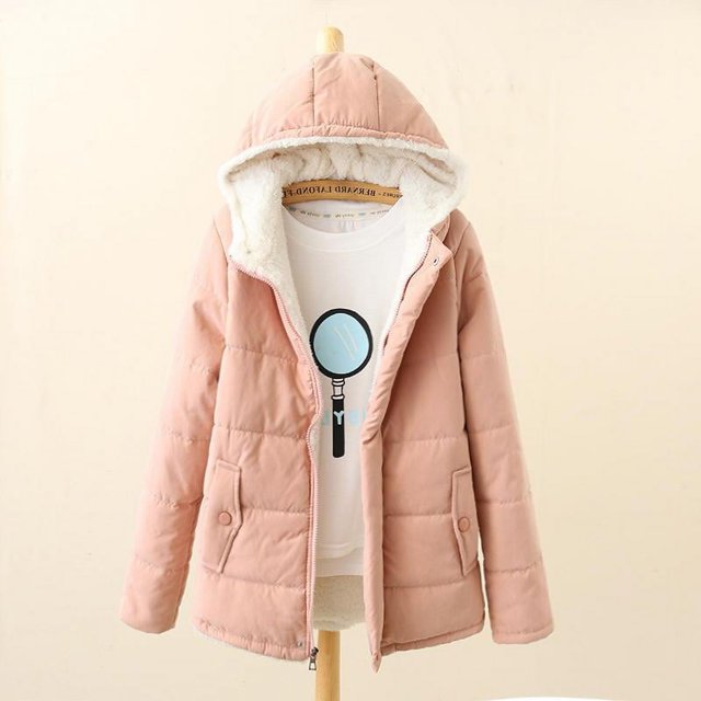 Chaqueta de algodón con capucha de estilo coreano grueso de otoño e invierno, chaqueta de pan de manga larga para mujer, chaqueta de algodón estilo universitario
