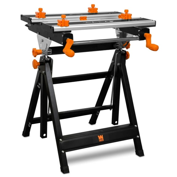 WEN 24-Inch Height Adjustable Tilting Steel Portable Work Bench and Vise with 8 Sliding Clamps