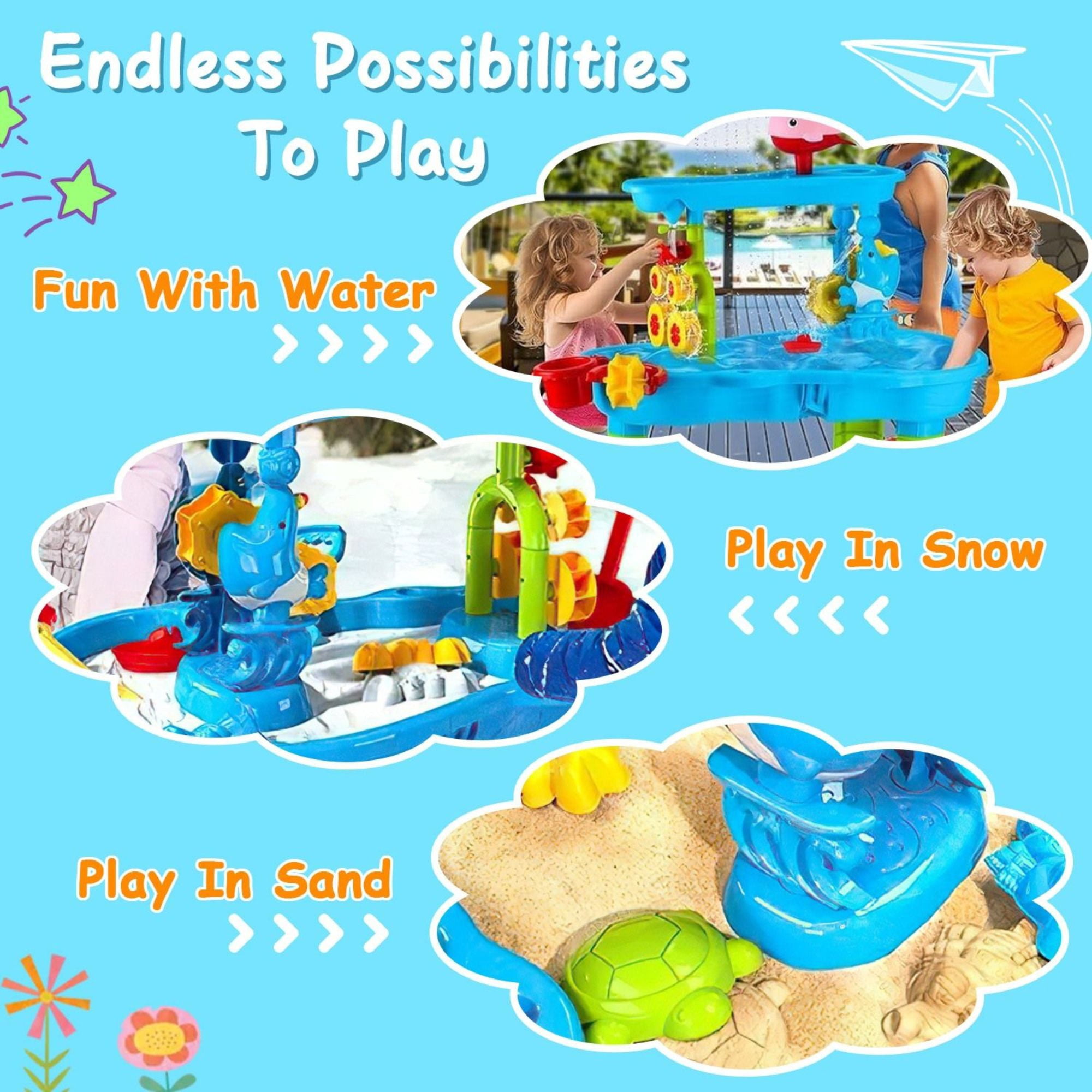 3-Tier Kid Sand and Water Table - Toddler Rain Shower Activity Play Set