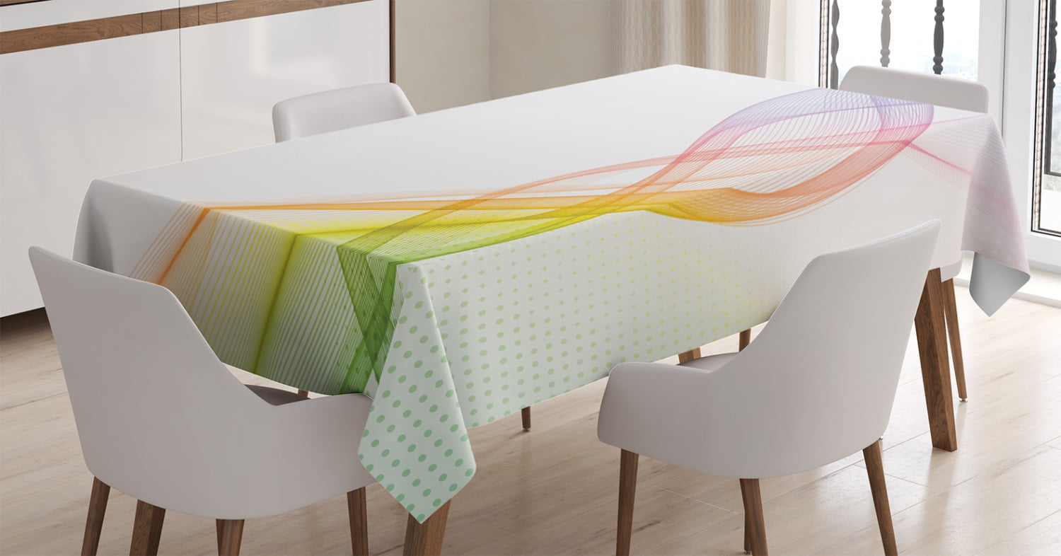 60 X 90 Multicolor Rectangular Table Cover for Dining Room Kitchen Decor Modern Graphic Design with Smoky Rainbow Inspired with Cool Details Artprint Ambesonne Abstract Tablecloth