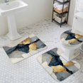 thumbnail image 3 of Abstract Impressionist Style Bathroom Rugs Set Gary Gold Color Block Non Slip Absorbent Soft Bath Mats 3 Piece Set with Bathroom Rug, U-Shaped Floor Mat, Toilet Seat Cover Large Size, 3 of 9