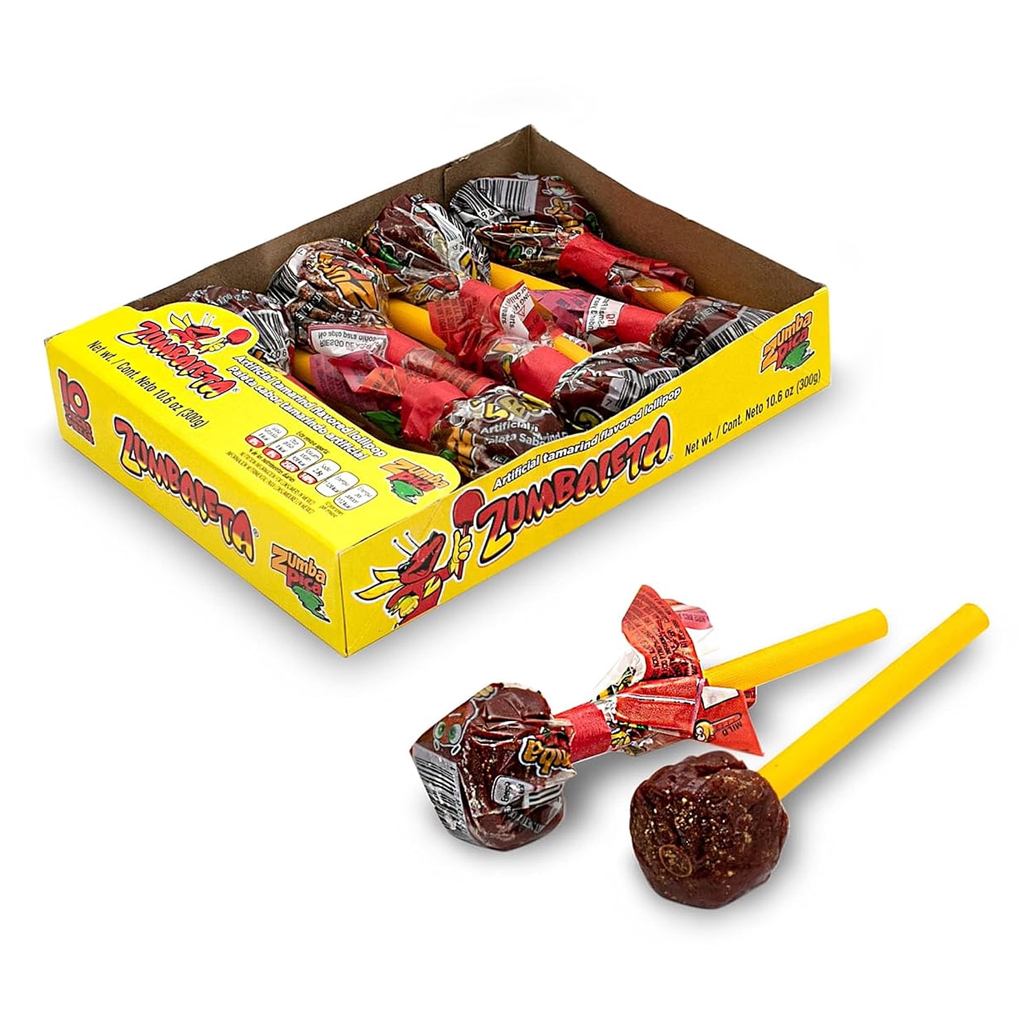 (3 pack) Zumba Pica Zumbaleta Tamarind Lollipops, Mexican Tamarind Flavored Lollipops, 10 Count