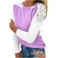 thumbnail image 1 of FcBaudy Hauts pour Femmes, Blouses & Chemises à Manches Longues Col Rond, Chemises pour Femmes Décontractées Col Rond Dentelle Ajourée Chandail Blouse T-shirt Hauts Blouse pour Femmes, 1 of 4