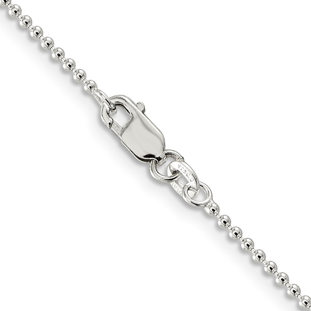 Auriga Fine Jewelry 925 Sterling Silver 1.5mm Beaded Chain Anklet 10inch for Women