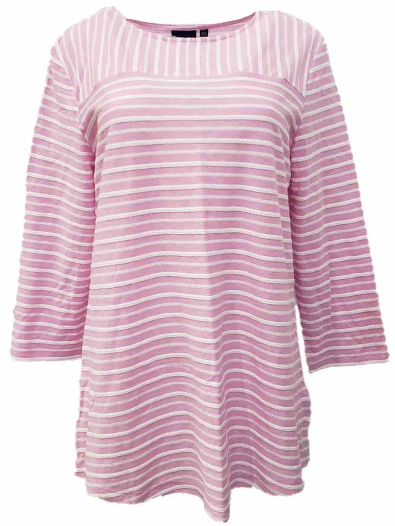 Northcrest - Womens Light Orchid Purple & White Striped Dressy Shirt ...