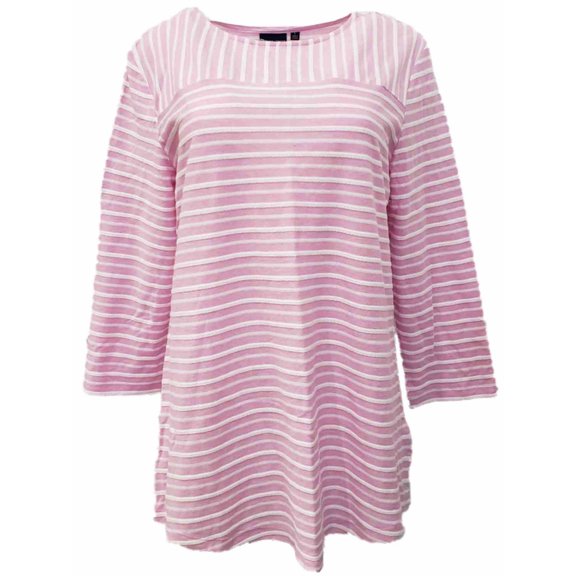 Womens Light Orchid Purple & White Striped Dressy Shirt Top Blouse Large