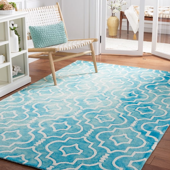 Safavieh Dip Dye Lairos Distressed Wool Area Rug, Turquoise/Ivory, 2' x 3'