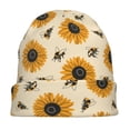thumbnail image 7 of Naloa Sunflowers And Bee Soft Beanie Hat, Knit Beanie Daily Beanie in Fine Knit for Women Men Winter Travel, Outdoor, 7 of 7