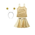 thumbnail image 3 of iiniim Alien Costume for Girls Metallic Dress Alien Holographic Cami Top with Pleated Skirts and Hair Hop Gold 14, 3 of 7