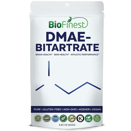 Biofinest DMAE-Bitartrate Powder 350mg - Pure Gluten-Free Non-GMO Kosher Vegan Friendly - Supplement for Brain Health, Skin Care, Athletic Performance, Energy, Liver Health (Best Brain Supplement Recovering Meth)