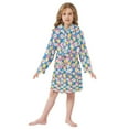 thumbnail image 6 of FORMRS Niños Bathrobe Unisex Hooded Robe Soft Plush Pajamas Sleepwear, Size 10-12T, Blue Checkered Daisy, 6 of 7