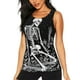 thumbnail image 1 of Balery Vintage Black white Plant skull Camiseta sin mangas estampada ligera para mujer, tops de entrenamiento sin mangas, camisetas de yoga transpirables de secado rápido.-Small, 1 of 7