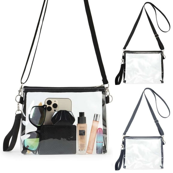 BadPiggies 2 Pack Clear Crossbody Bags Stadium Approved, Waterproof Shoulder Purse Bag with Adjustable Strap for Women and Men