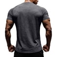 thumbnail image 4 of Mens Short Sleeve T Shirt Summer Muscle Slim Fitted Crewneck Longline Tees Shirts for Gym Workout, 4 of 5