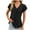 Black, variant on Summer Tops for Women Fashion Casual Solid Color Pleated V Neck Ruffle Short Sleeve T-shirts Trendy Loose Hollow Out Blouses