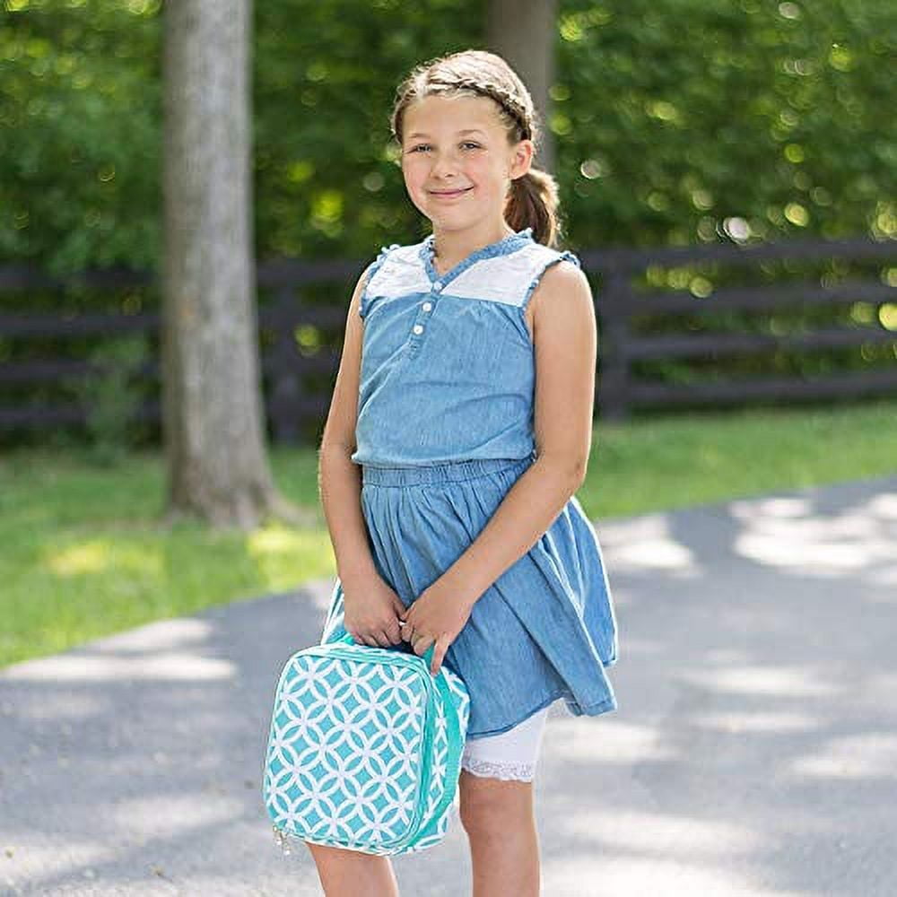 Aqua Circle Link Water Resistant Zipper Closure Insulated Soft Cooler Lunch Bag