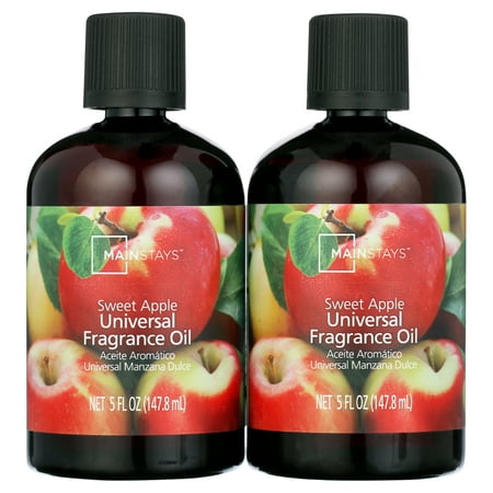 Mainstays Universal Fragrance Oil, Sweet Apples Scented, 5 fl oz, for use with Fragrance Oil Diffusers, Fragrance Warmers, Potpourri, and Wicking Fragrance Diffusers, 2-Pack