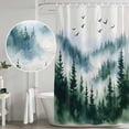 thumbnail image 4 of Ink Green Forest Shower Curtain Set - Extra Long 72" x 96" Washable Bathtub Curtain with 12 Hooks, Watercolor Modern Mountain Waterproof Fabric Stall Shower Curtains for Bathroom/Bathtub Décor, 4 of 6