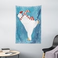 thumbnail image 1 of Bear Tapestry, Polar Bear with Christmas Hat and Scarf Ice Skating Ornamental Snowflakes and Swirls, Wall Hanging for Bedroom Living Room Dorm Decor, 40W X 60L Inches, Blue White, by Ambesonne, 1 of 2
