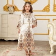 thumbnail image 7 of Staki Toddler Abaya Girls Muslim Ramadan Abaya Kids Long Sleeve V Neck Lace Prayer Dress Middle East Arabic Kaftan Dress with Belt 6Y 7Y 8Y White,8-9 Years, 7 of 7