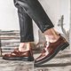 thumbnail image 2 of Zapatos de vestir formales de primavera para hombre, mocasines informales de cuero de vaca auténtico suave, planos, para traje de negocios, zapatos brogue para boda, Oxfords (27 cm), 2 of 4