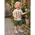 thumbnail image 4 of BemeyourBBs Toddler Baby Boys Summer Clothes Newborn Infant Baby Boy Farm Animal Fishing Outfits Animals Fish Letter Print Short Sleeve T-Shirts Elastic Waist Pockets Shorts 2Pcs Set, 4 of 9