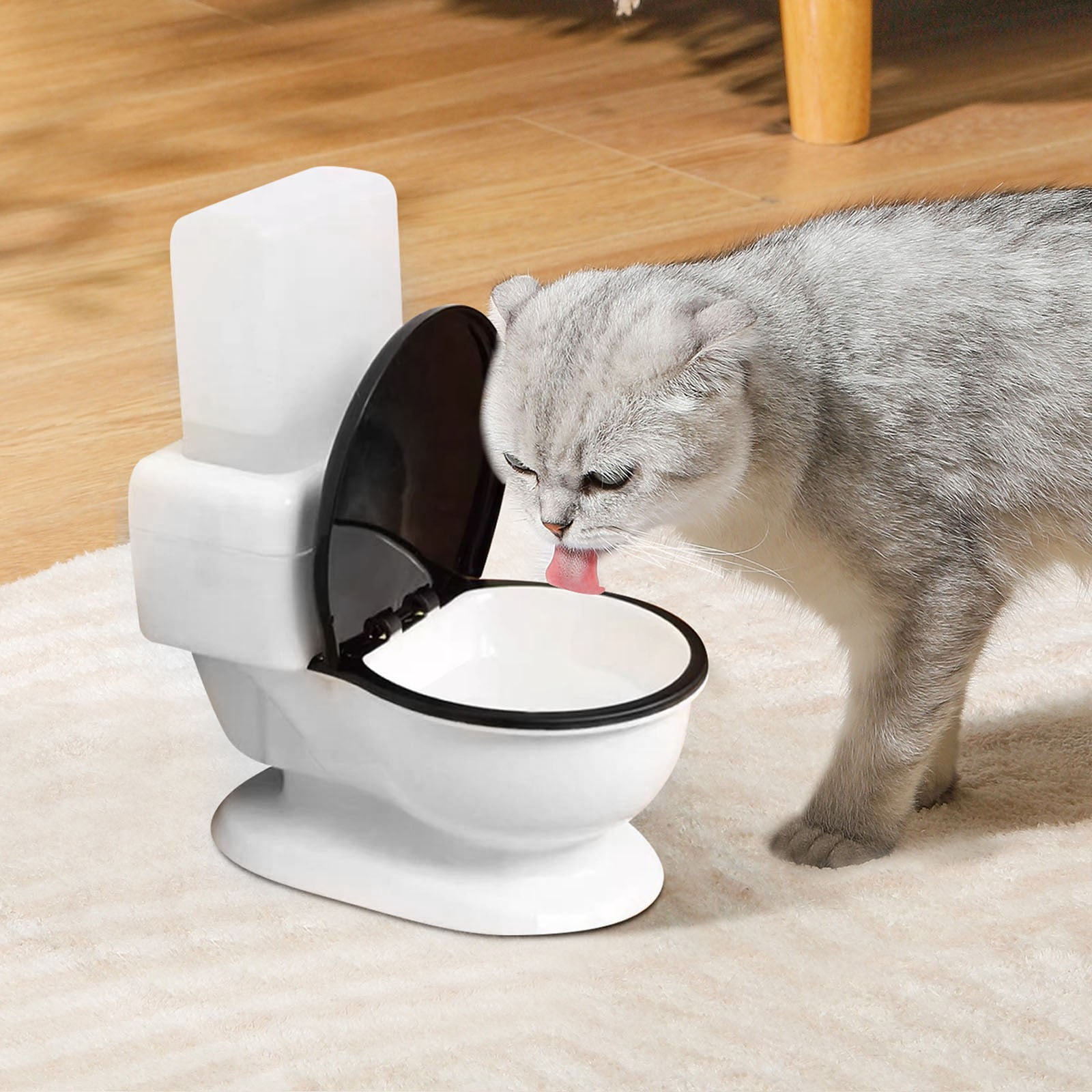 Pet Waterer Water Bowl Gravity Feeder Nolvety Detachable Toilet Shape Automatic Water Dispenser Drinking Fountain