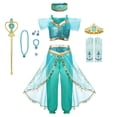 thumbnail image 1 of Vestido de princesa Jasmine para niña, disfraz de Aladdín, lámpara mágica, pantalones superiores de fantasía para fiesta de cumpleaños y Halloween Fivean unisex, 1 of 2
