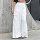 thumbnail image 2 of Pantalones largos de pierna ancha para mujer Color puro Material suave Multi bolsillos Pantalones sueltos casuales para citas Vacaciones Viajes Blanco L, 2 of 5