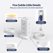 Aioneus Power Strip Tower Surge Protector with 12 Outlets & 4 USB Ports, 6ft Cord, White