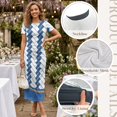thumbnail image 6 of Chririnla Navy Stripe Shirts for Men,Womens Short Sleeve Pencil Dress,Couple Matched Clothes Fashion Elegant Guest Sets for Couple Hawaiian Luau Matching Outfit for Wedding/Going Out,S-3XL, 6 of 6