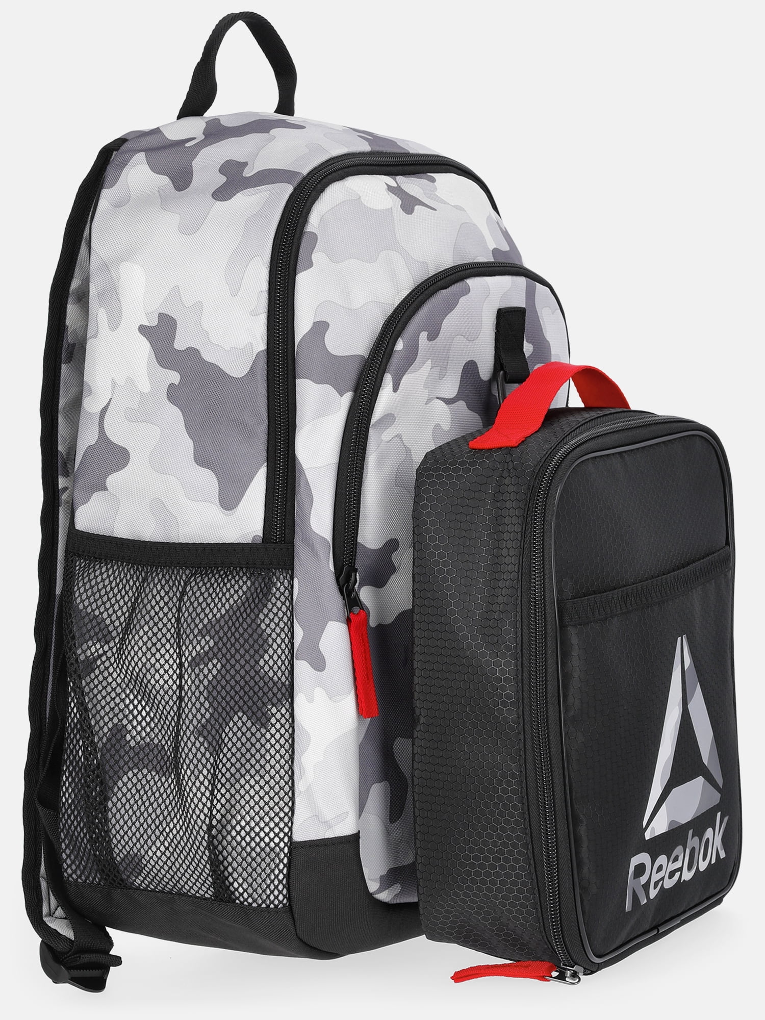 Reebok Kids' Charlie 17" Laptop Backpack and Lunch Bag Set, 2-Piece, Grey Camo