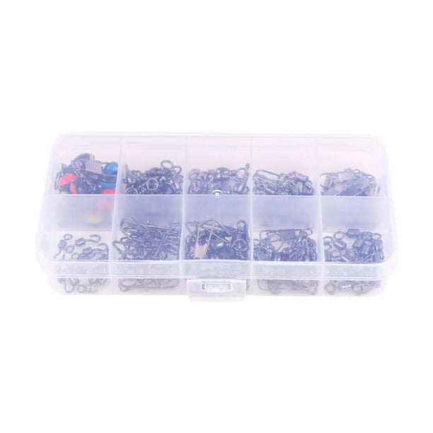 Juego de 115 eslabones giratorios DYNWAVEMX para pesca con barril giratorio y conector de línea