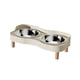 thumbnail image 2 of Comederos y bebederos elevados para gatos con base antiderrames de acero inoxidable. Beige Blanco, 2 of 9
