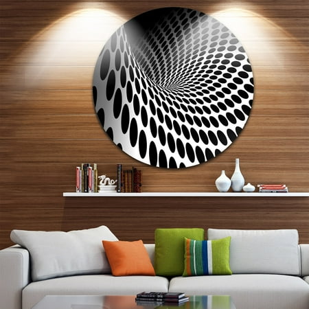 - DESIGN ART Designart 'Waves and Circles Black n White' Abstract Art Circle Metal Wall Art