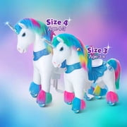 PonyCycle Ride-On Unicorn Toy for Girls, Touch Sound, Plush, No Battery, Ages 4-7, Rainbow, Y454
