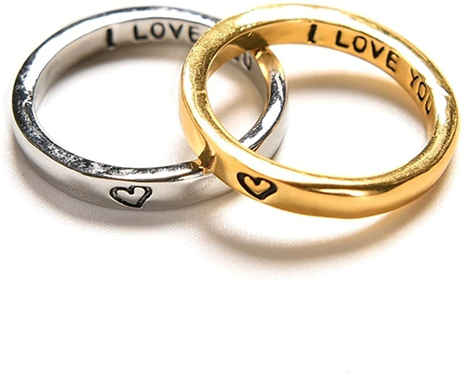 light sculpted i love you rings for couple set of 2