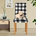 thumbnail image 6 of Black White Buffalo Plaid Dining Chair Covers Set of 4 Spandex Stretch Chair Slipcover for Dining Room Hotel Banquet, 6 of 6