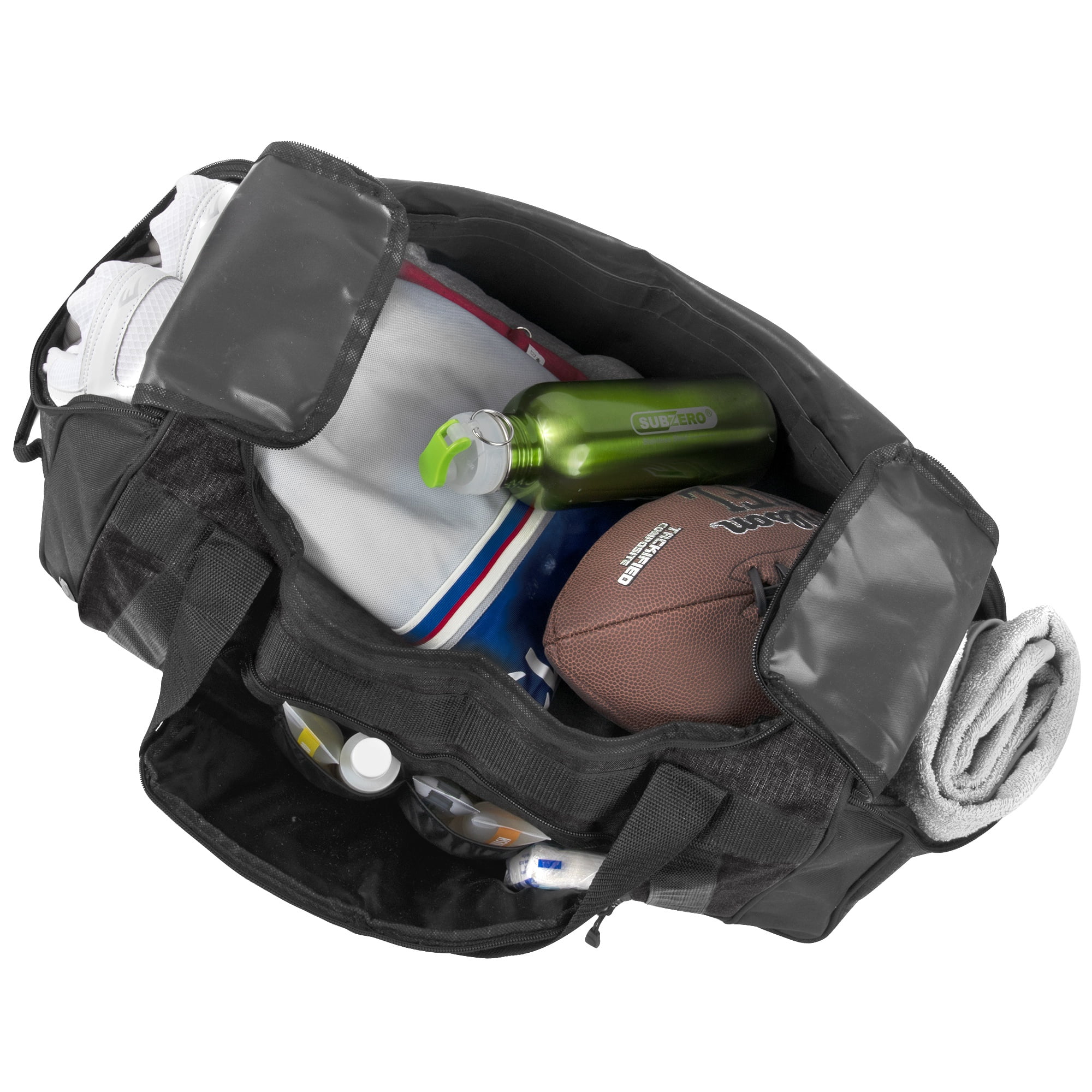 Summit Ridge 24"L Duffel Bag 42 Liter Capacity for Gym Clothes, Sports Equipment, Towels, Sneakers, Travel, Commute in Heather Black