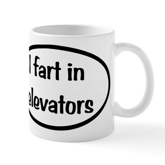 CafePress - Ifart In Elevators Oval Mug - 11 oz Ceramic Mug - Novelty Coffee Tea Cup