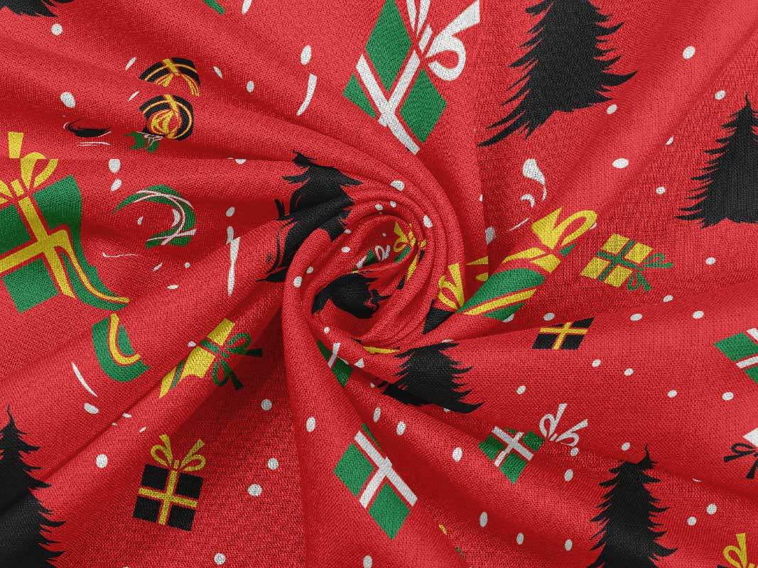 oneOone Rayon Red Fabric Merry Christmas Sewing Fabric By The Yard Printed Diy Clothing Sewing Supplies 56 Inch Wide-4ZF