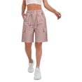 thumbnail image 2 of Bermuda Shorts for Women Knee Length Summer Casual Elastic High Waist Wide Straight Leg Loose Fit Cargo Shorts, 2 of 5