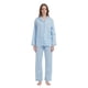 thumbnail image 1 of Apparonia Conjuntos de Pijama para Mujer Ropa de Dormir de Algodón Camisa de Manga Larga con Botones Al Frente y Pantalón Ropa de Dormir Cuello con Solapa Pjs Conjuntos de Descanso Rayas Azul Claro M, 1 of 7
