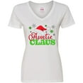 thumbnail image 3 of Inktastic Auntie Claus with Christmas Santa Hat and Snowflakes Women's V-Neck T-Shirt, 3 of 5