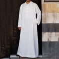 thumbnail image 2 of Thobe Jubba pour Homme à Manches Longues, Blouse Décontractée à Boutons, Chemise Habillée à Capuche avec Poche pour Tenue Formelle, 2 of 7