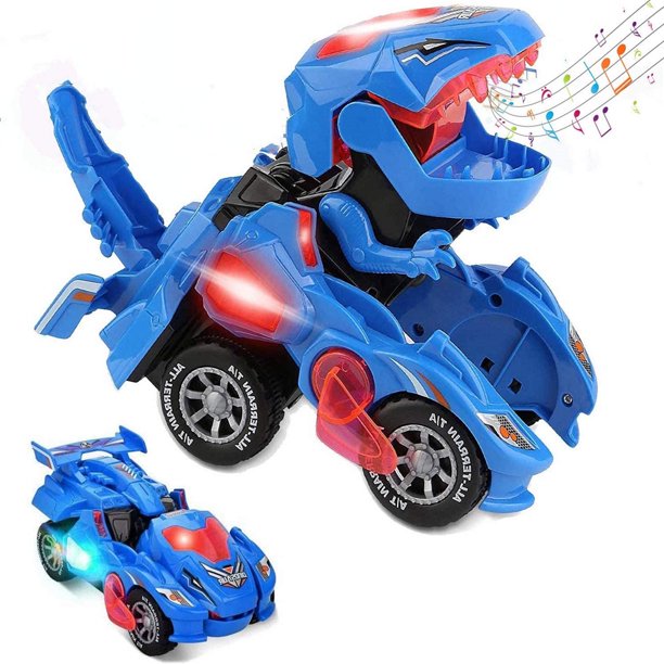 Dinosaur Cars Transforming Toys,Transforming Dinosaur LED Car with Light Sound Kids Toy,Dinosaur