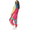 thumbnail image 5 of Adult 80s Tracksuit Retro Hop Windbreaker Disco Tracksuit Sets Colorblock Outfits Set Hot Pink M, 5 of 9